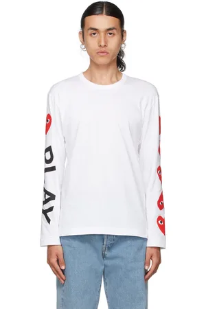 Comme des Garçons White Multi Hearts Big Logo Long Sleeve T-Shirt