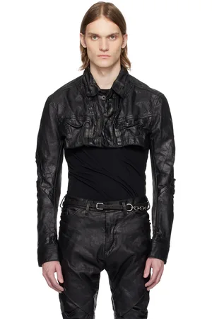 JULIUS Black Cropper Mylar Denim Jacket