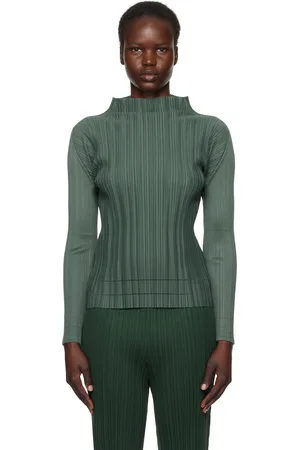 PLEATS PLEASE ISSEY MIYAKE Green Soft Pleats Top