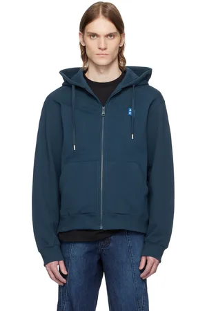 Ader Error Navy Sig; TRS Tag 01 Zip-Up Hoodie