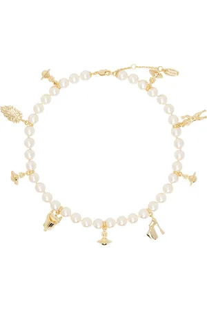 Vivienne Westwood White & Gold Anglo Pearl Necklace