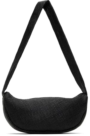 St Agni Black Woven Crescent Bag