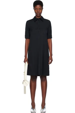 Jil Sander Navy Straight Cut Midi Dress