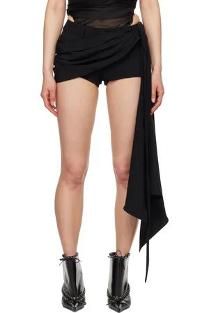 MUGLER Black Draped Shorts