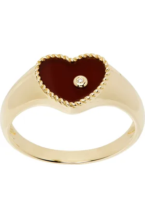 YVONNE LÉON Gold Baby Chevaleire Cœur Agate Ring