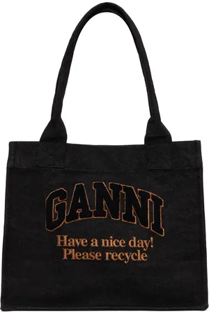 Ganni Black Denim Large Tote