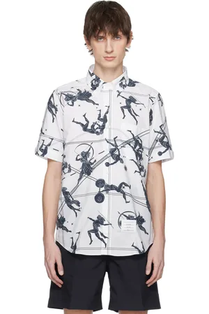 Thom Browne White & Navy Olympic Constellation Poplin Shirt