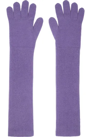 Auralee Purple Baby Cashmere Knit Long Gloves