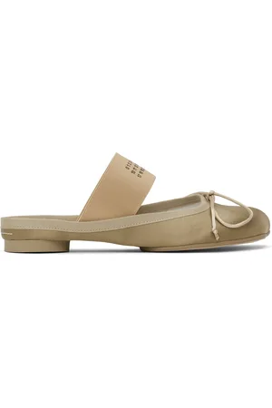 Maison Margiela Khaki Satin Ballerina Mules