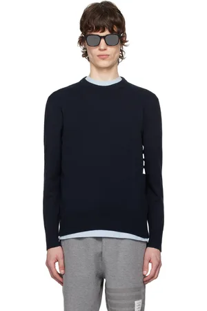 Thom Browne Navy Cotton 4-Bar Sweater