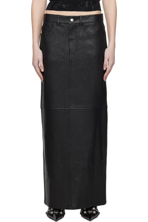 Alexander Wang Black 5-Pocket Nappa Lambskin Leather Maxi Skirt