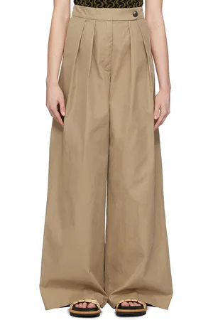 DRIES VAN NOTEN Beige Pleated Trousers