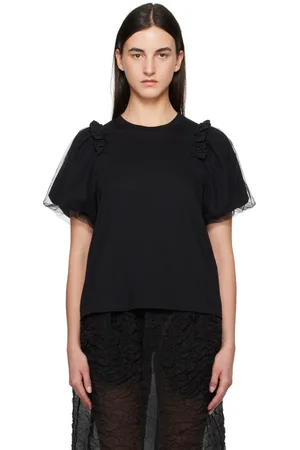 Simone Rocha Black Tulle Overlay Puff Sleeve Frill T-shirt