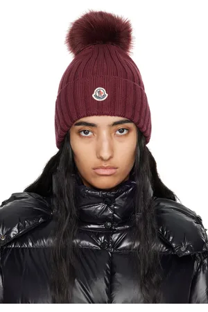 Moncler Burgundy Pom Pom Beanie