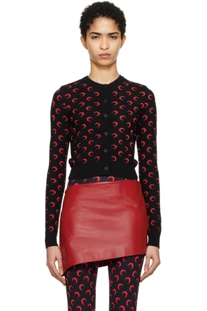 Marine Serre Black Moon Jacquard Knit Fitted Cardigan