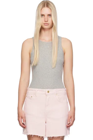 Ganni Gray Ribbed Tank Top