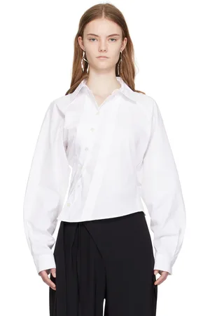 Jade Cropper White Asymmetric Shirt