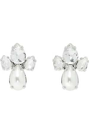 Simone Rocha Silver Victorian Faux-Pearl & Crystal Floret Stud Earrings