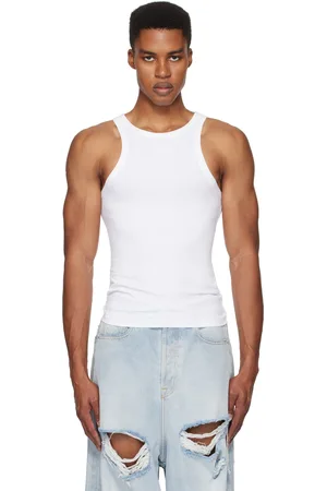 Vetements White Embroidered Logo Tank Top