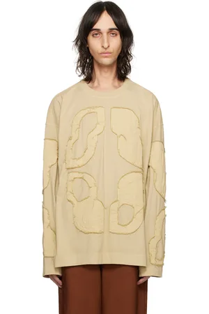 DRIES VAN NOTEN Beige Frayed Long Sleeve T-Shirt