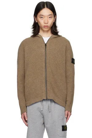 Stone Island Brown Hooded Cardigan