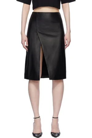 Loulou de Saison Black Ekare Leather Midi Skirt