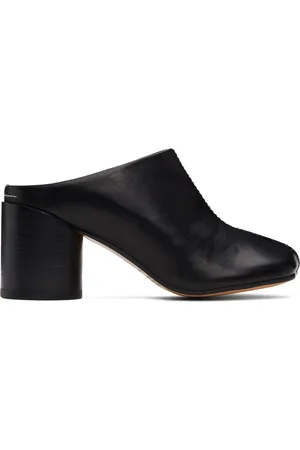 Maison Margiela Black Shiny Vegetable Tanned Leather Mules