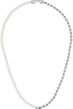 AMBUSH Silver Pearl Ball Chain Necklace