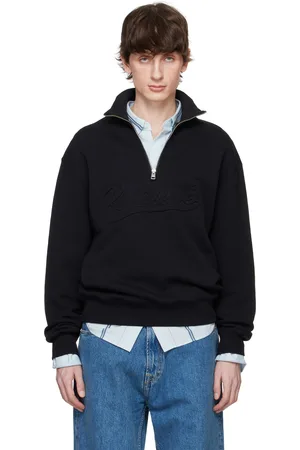 Maison Kitsuné Black Varsity Half Zip Comfort Sweater