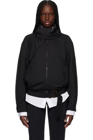 Recto Black Scarf Detail Harrington Jacket