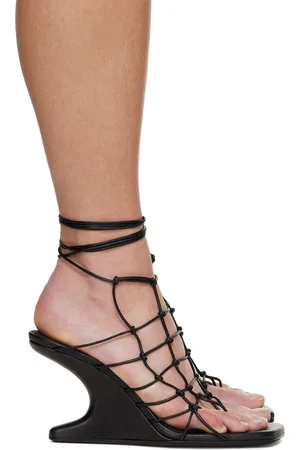 Rick Owens Black Hollywood Web Cantilever 8 Heeled Sandals