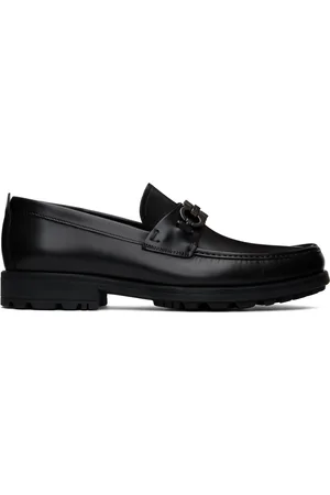 Salvatore Ferragamo Black Gancini Ornament Loafers