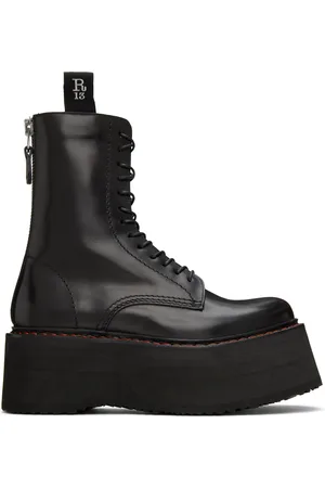 R13 Black Double Stack Boots