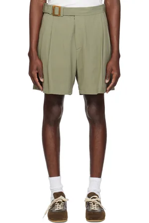 Recto Khaki Wrinkle Detail Belted Shorts