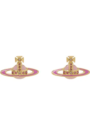Vivienne Westwood Gold & Pink Small Neo Bas Relief Earrings