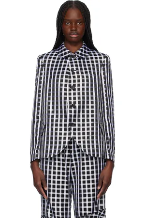Comme des Garçons Black & White Satin Check Blazer