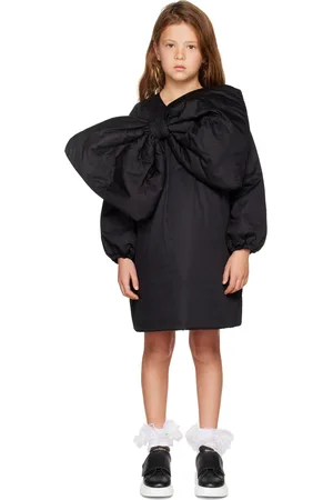 CRLNBSMNS Kids Black Padded Bow Dress