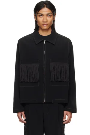 SONG FOR THE MUTE Black Crop Patch Pocket Jacket