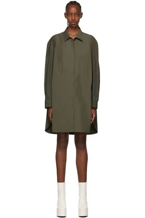 DRIES VAN NOTEN Khaki Polyester Midi Dress