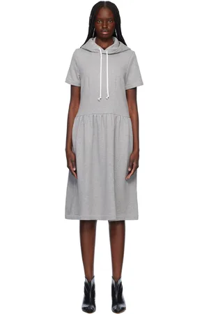Comme des Garçons Gray Cotton Back Pile Midi Dress