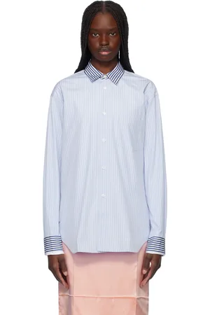 Comme des Garçons Blue Dyed Cotton Stripe Poplin Shirt