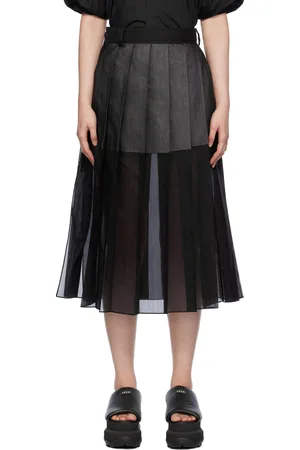 SACAI Navy Pinstripe Midi Skirt