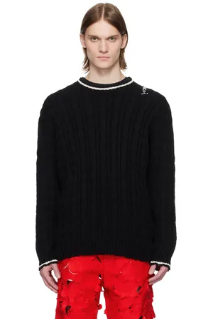 Marni Black Dishevelled Cable Cotton Gauge 5 Sweater