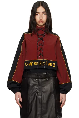 MARTINE ROSE Burgundy & Black Lace Up Pullover Jacket