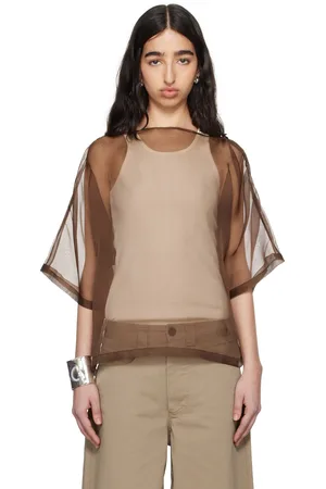 Meta Campania Collective Brown Nat See-Through Silk T-shirt
