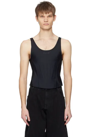 MUGLER Black Corseted Tank Top