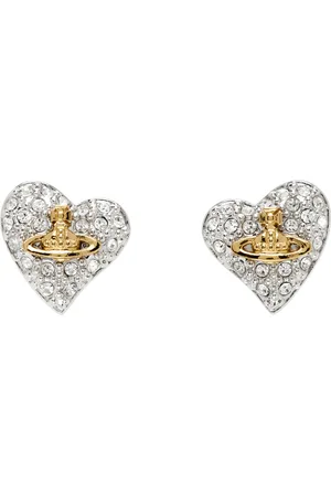 Vivienne Westwood Silver Tiny Diamante Heart Earrings