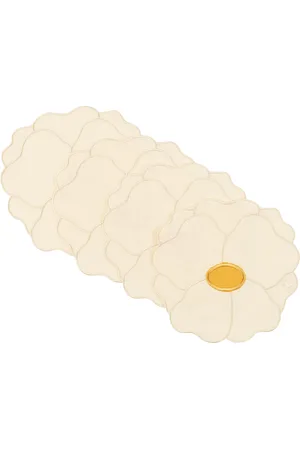 MAISON BALZAC Off-White & Yellow Wild Rose Napkin Set, 4 pcs