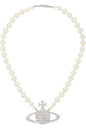 Vivienne Westwood Silver & White Bas Relief Pearl Necklace