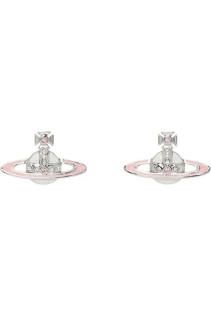 Vivienne Westwood Silver & Pink Small Neo Bas Relief Earrings